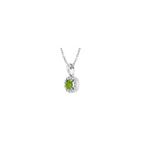 Natural Round Peridot and Diamond Halo Necklace