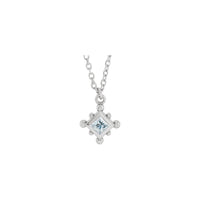 Natural White Diamond Beaded Bezel Set Necklace (White 14K) front - Popular Jewelry - Nova York