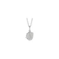 Přírodní bílý diamantový gravírovatelný květinový náhrdelník (bílá 14K) přední - Popular Jewelry - New York