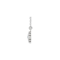 Natural White Sapphire Beaded Bezel Set Necklace (White 14K) side - Popular Jewelry - New York
