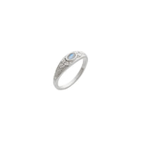 Cincin Beraksen Bunga Batu Bulan Oval (Putih 14K) utama - Popular Jewelry - New York