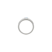 Ovalni prsten s naglašenim cvijetom od mjesečevog kamena (bijela 14K) postavka - Popular Jewelry - New York