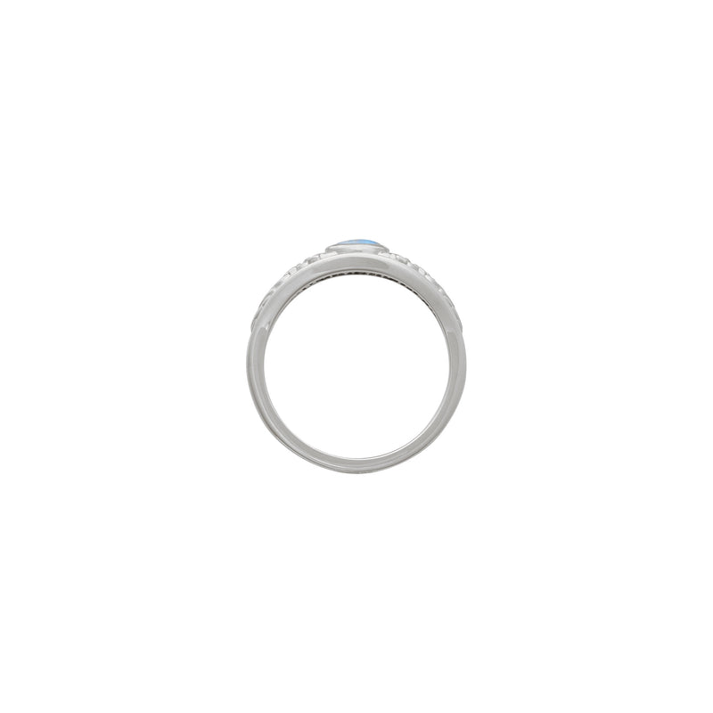 Oval Moonstone Flower Accented Ring (White 14K) setting - Popular Jewelry - New York