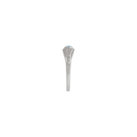 Ovaler Ring mit Mondstein-Blumenakzent (Weiß 14K) Seite - Popular Jewelry - New York