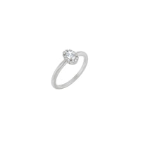 Oval White Sapphire oo leh dheeman Faransiis-Set Halo Ring (White 14K) ugu weyn - Popular Jewelry - New York