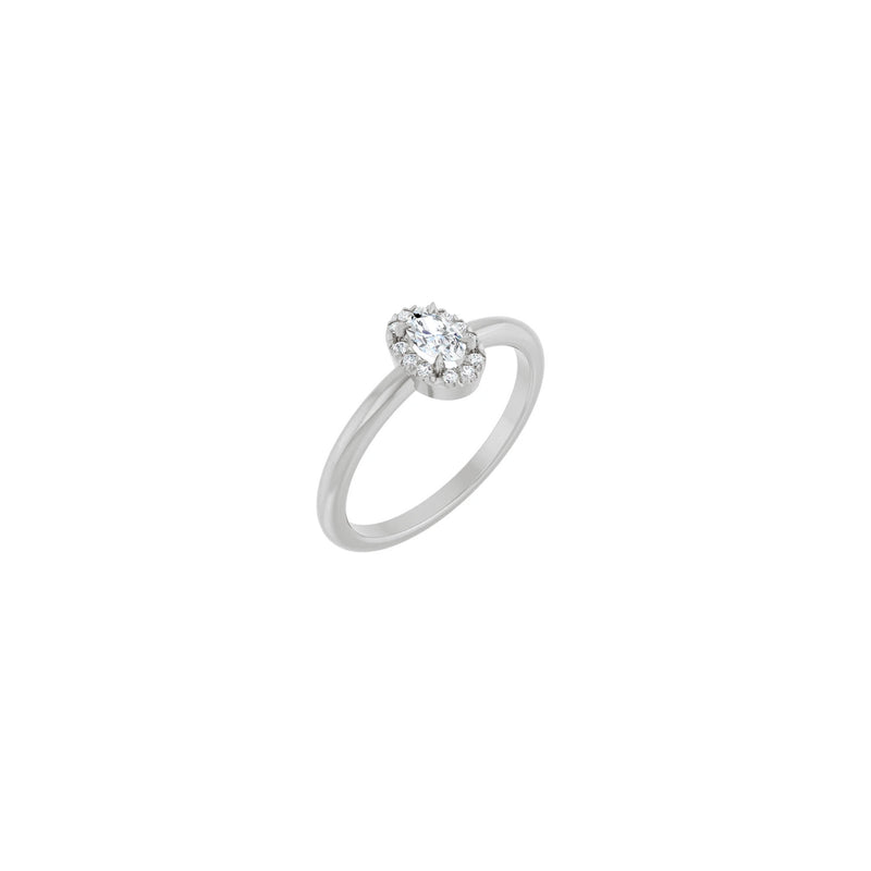 Oval White Sapphire with Diamond French-Set Halo Ring (White 14K) main - Popular Jewelry - New York