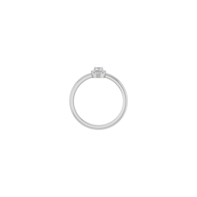 Oval White Sapphire with Diamond French-Set Halo Ring (White 14K) setting - Popular Jewelry - New York