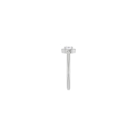 Lato ovale con zaffiro bianco e anello Halo con diamanti incastonati alla francese (bianco 14K) - Popular Jewelry - New York