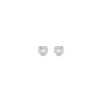 Pearl Floral Earrings (White 14K) front - Popular Jewelry - New York