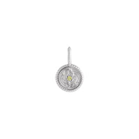 Peridot and White Diamond Gemini Medallion Pendant (White 14K) front - Popular Jewelry - New York