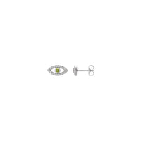 Peridot and White Diamond Evil Eye Stud Earrings