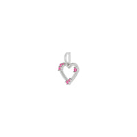 粉色蓝宝石心形轮廓吊坠（白色 14K）对角线 - Popular Jewelry  - 纽约