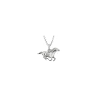 Racing Horse Necklace (White 14K) front - Popular Jewelry - New York