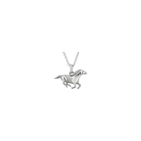 Ogrlica s trkaćim konjima (bijela 14K) sprijeda - Popular Jewelry - New York