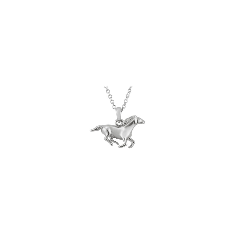 Racing Horse Necklace (White 14K) front - Popular Jewelry - New York
