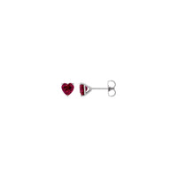 Red Cubic Zirconia Heart 3-Prong Stud Earrings
