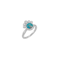 Round Cabochon Turquoise and Diamond Ring (White 14K) Popular Jewelry - New York