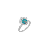गोल काबोचोन फ़िरोज़ा और हीरे की अंगूठी (सफ़ेद 14K) Popular Jewelry - न्यूयॉर्क