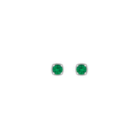 Orecchini rotondi con montatura a cuscino con perline di smeraldo (bianco 14K) davanti - Popular Jewelry - New York