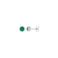 Round Emerald Beaded Cushion Earrings (White 14K) main - Popular Jewelry - New york