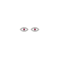 Ruby and White Diamond Evil Eye Stud Earrings