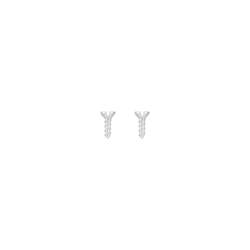 Front view of a pair of 14k white gold Screw Profile Stud Earrings