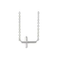 Sideways Puffed Cross Necklace (Silver) atubangan - Popular Jewelry - New York