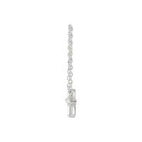 Sideways Puffed Cross Necklace (Silver) nga kilid - Popular Jewelry - New York