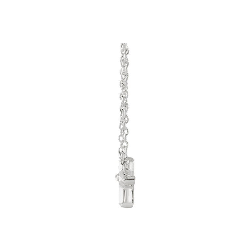 Sideways Puffed Cross Necklace (Silver) side - Popular Jewelry - New York