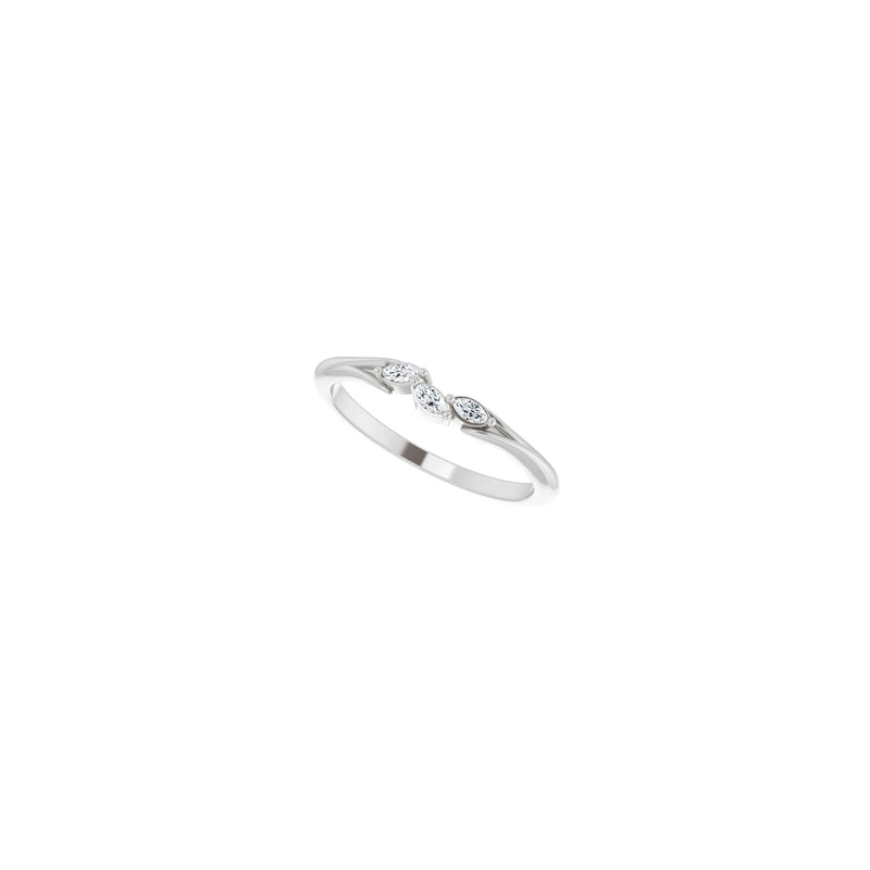 Three Diamond Leaves Ring (White 14K) diagonal - Popular Jewelry - New York