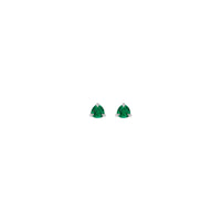 Trillion-Cut Emerald Stud Earrings (White 14K) front - Popular Jewelry - New York