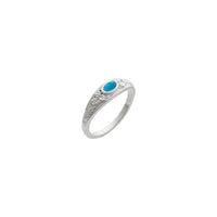 Turquoise Cabochon Flower Accented Ring (White 14K) main - Popular Jewelry - New York