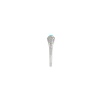 Cincin Aksen Bunga Cabochon Pirus (Putih 14K) - Popular Jewelry - New York