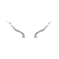 Թևավոր ադամանդե ականջակալներ (սպիտակ 14K) առջևի - Popular Jewelry - Նյու Յորք