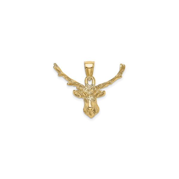 2D Deer Head 8 Point Buck Pendant (14K) front - Popular Jewelry - New York
