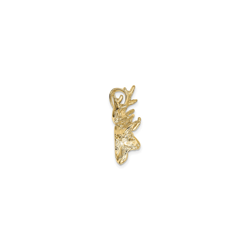 2D Deer Head 8 Point Buck Pendant (14K) side - Popular Jewelry - New York