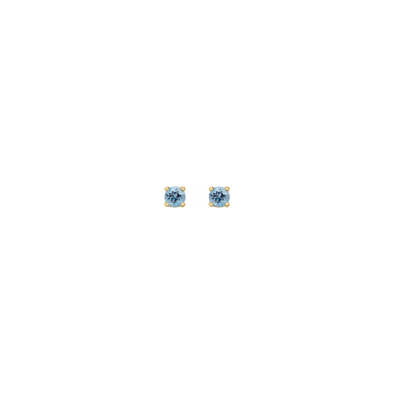 3 mm Round Natural Aquamarine Stud Earrings (14K) front - Popular Jewelry - New York