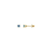 3 mm ګردي طبیعي Aquamarine Stud غوږوالۍ (14K) اصلي - Popular Jewelry - نیو یارک