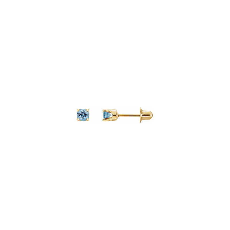 3 mm Round Natural Aquamarine Stud Earrings (14K) main - Popular Jewelry - New York