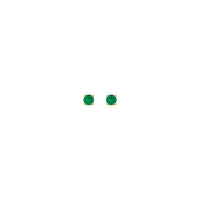 3 毫米圆形天然祖母绿耳钉 (14K) 正面 - Popular Jewelry  - 纽约