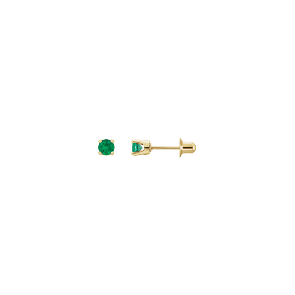 3 mm Round Natural Emerald Stud Earrings (14K) main - Popular Jewelry - New York