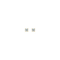 Круглыя ​​завушніцы-гваздзікі з натуральнымі белымі дыяментамі 3 мм (14K) спераду - Popular Jewelry - Нью-Ёрк
