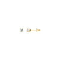 3 mm ronde natuurlike wit diamant oorbelle (14K) hoof - Popular Jewelry - New York