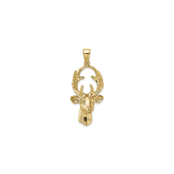 3D Deer Head 8 Point Buck Pendant (14K) front - Popular Jewelry - New York
