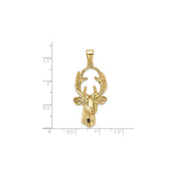 3D Deer Head 8 Point Buck Pendant (14K) scale - Popular Jewelry - New York