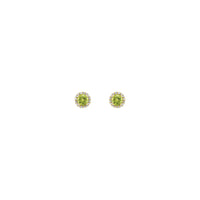 3.5 mm Round Peridot and Diamond Halo Stud Earrings