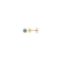 4 מם ראָונד אַקוואַמערין בעאַדעד האַלאָ שטיפט עאַררינגס (14 ק) הויפּט - Popular Jewelry - ניו יארק