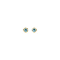 4 mm ګردی Aquamarine Bezel غوږوالۍ (14K) مخکی - Popular Jewelry - نیو یارک