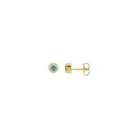 Завушніцы з круглым абадком з аквамарынам 4 мм (14K) асноўныя - Popular Jewelry - Нью-Ёрк