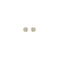 Круглыя ​​завушніцы з абадком з белым дыяментам 4 мм (14K) спераду - Popular Jewelry - Нью-Ёрк